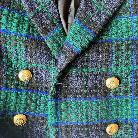 Green and Blue Blazer with Bright Gold Buttons - Picture 3 of 4